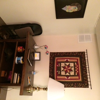 Decor and personal items inside the practice