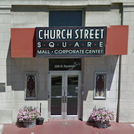 Street entrance to Church Street Square in downtown Champaign