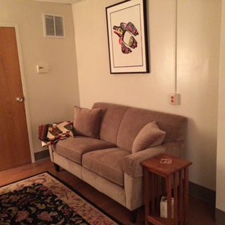 The therapy room with comfortable seating
